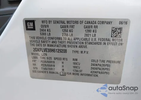 2017 GMC Terrain Denali z USA, uszkodzony, nr VIN 2GKFLVE38H6129208